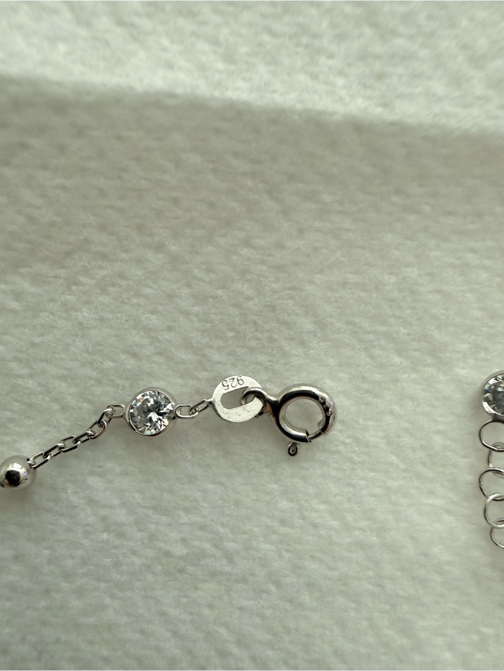 Sterling Silver Cubic Zirconia Station Necklace - Silver - Picture 5 of 6